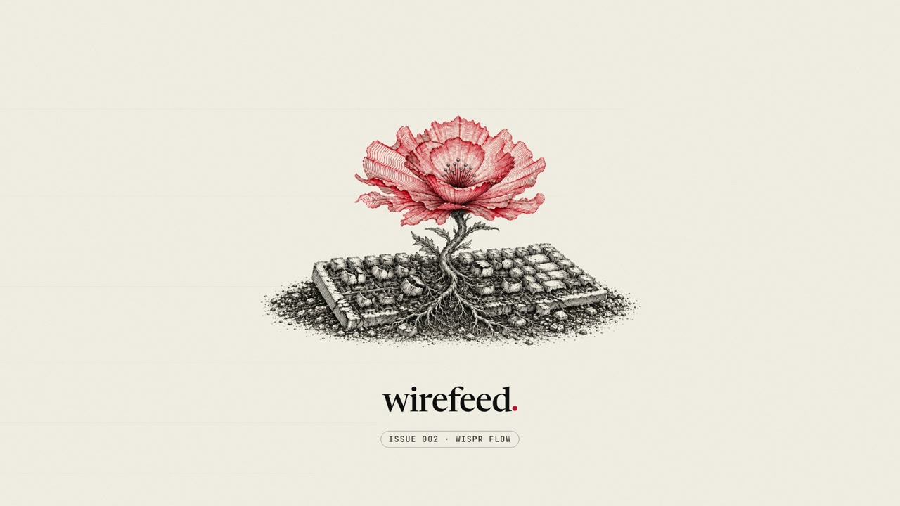 Wirefeed illustration of a flower growing through a keyboard.